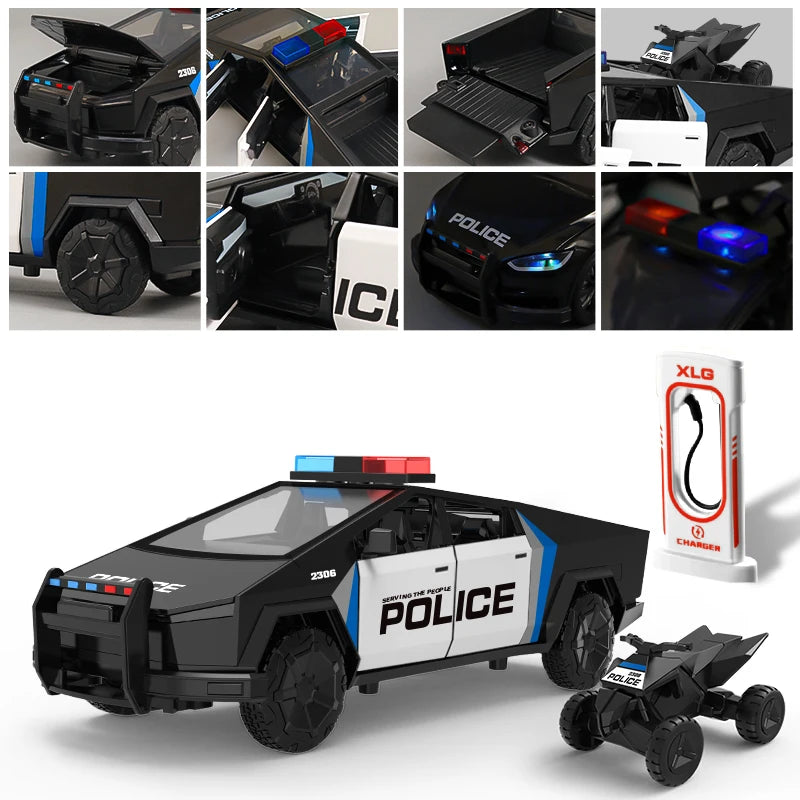 Premium Diecast Police Model Car 1 24 Scale With Sound And Light Pull Back Action For Boys - ToylandEU