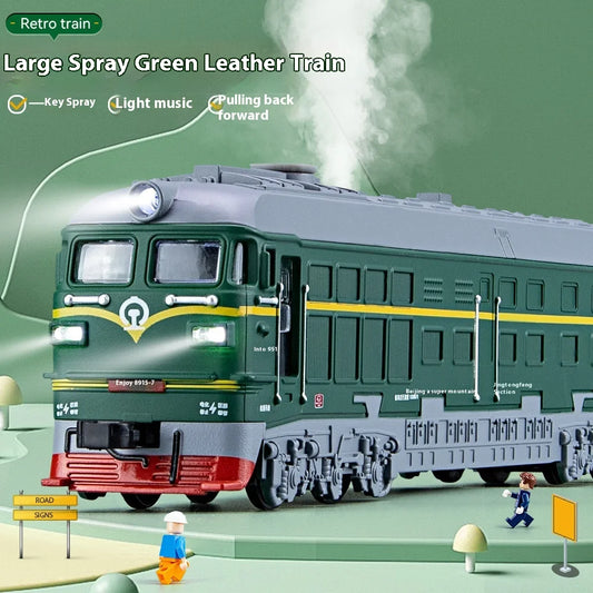 Premium Diecast Train Toy Nostalgic Steam Green Leather Accent With Alloy Construction For Boys - ToylandEU