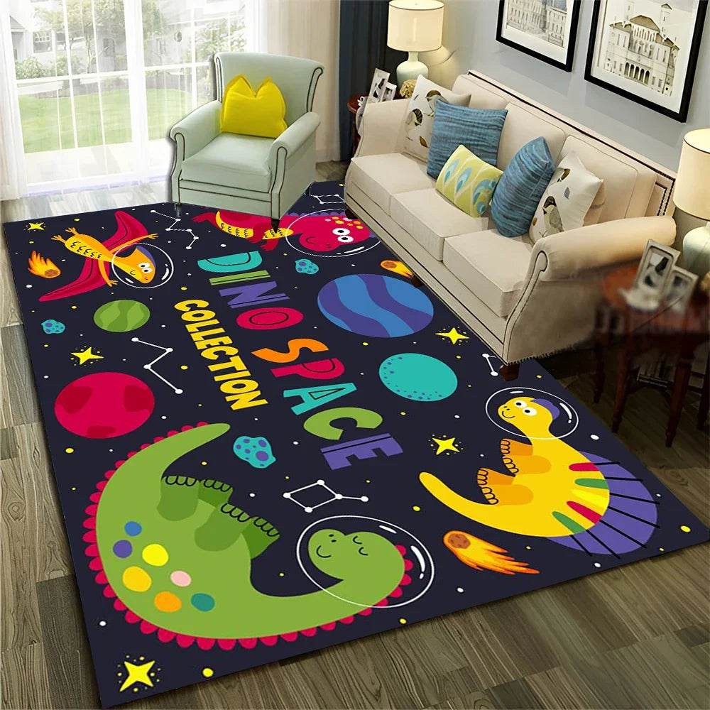 Premium Dinosaur Cartoon Rug 3D Space Design For Kids Rooms - ToylandEU