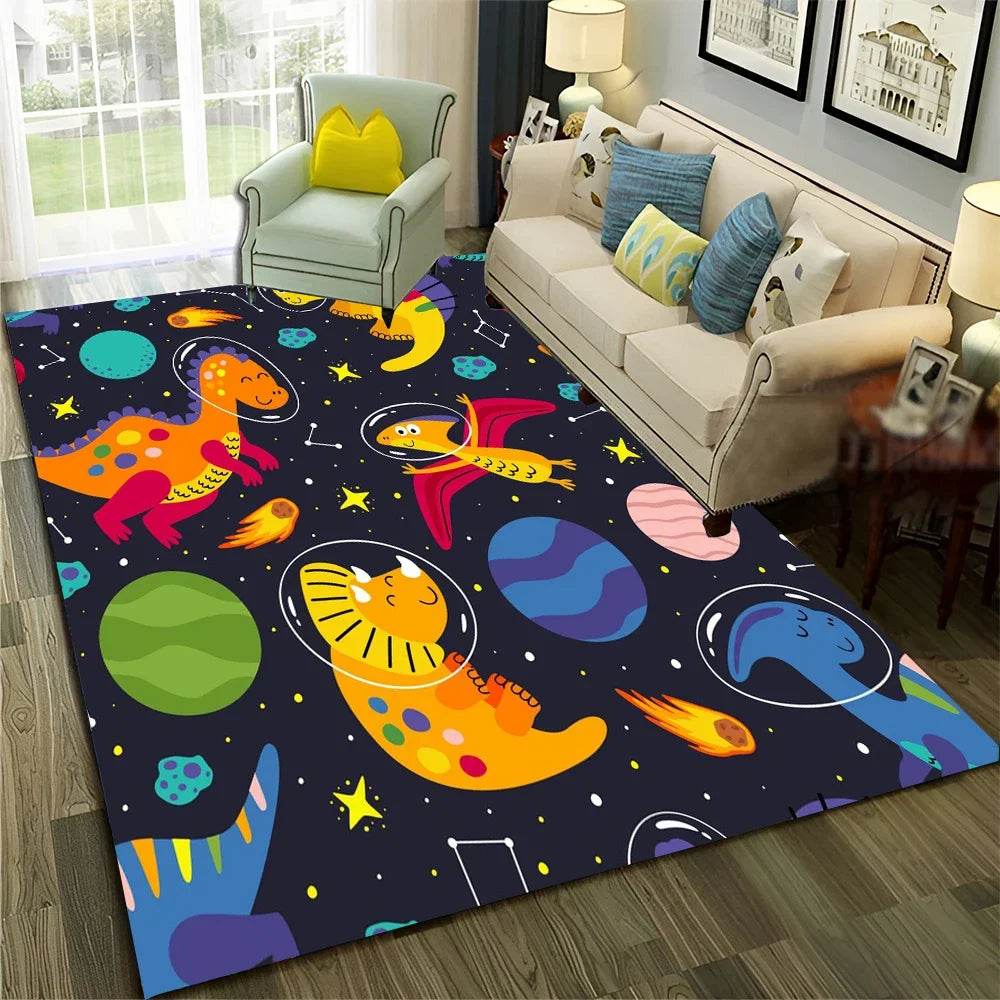 Premium Dinosaur Cartoon Rug 3D Space Design For Kids Rooms - ToylandEU