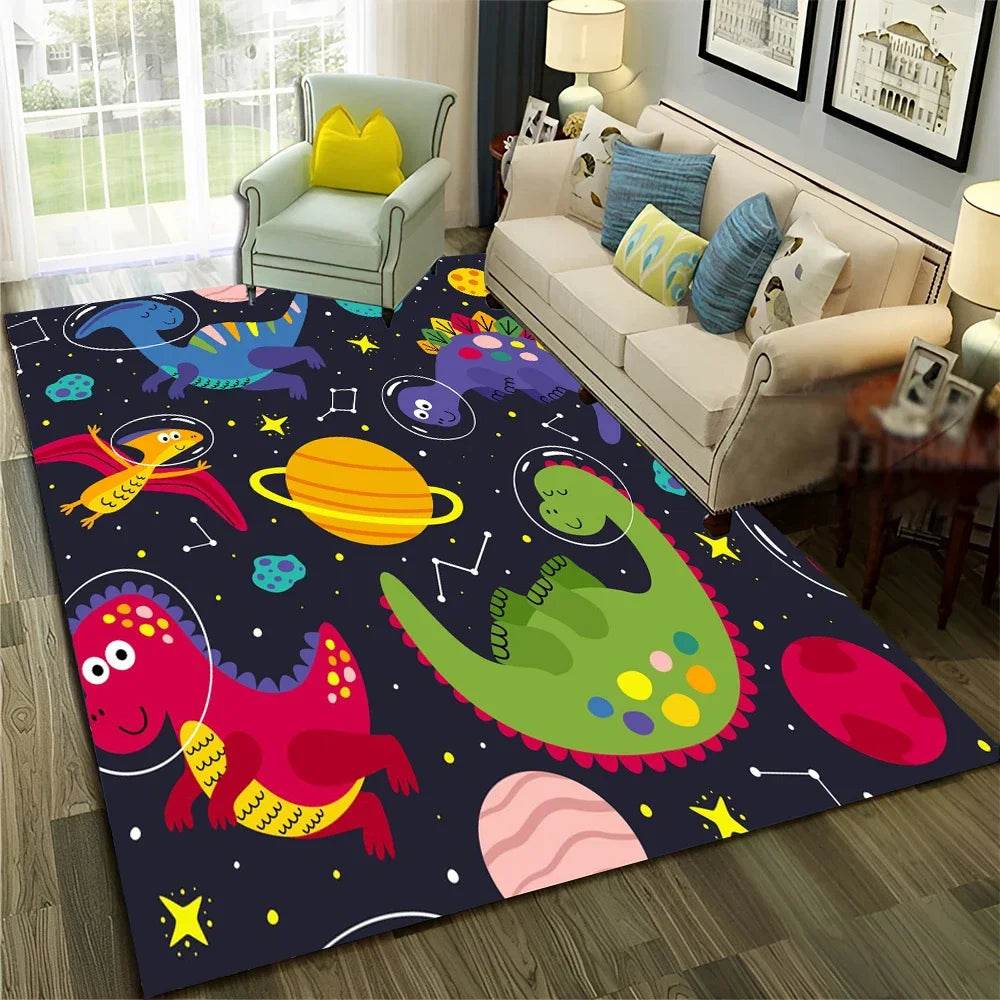 Premium Dinosaur Cartoon Rug 3D Space Design For Kids Rooms - ToylandEU
