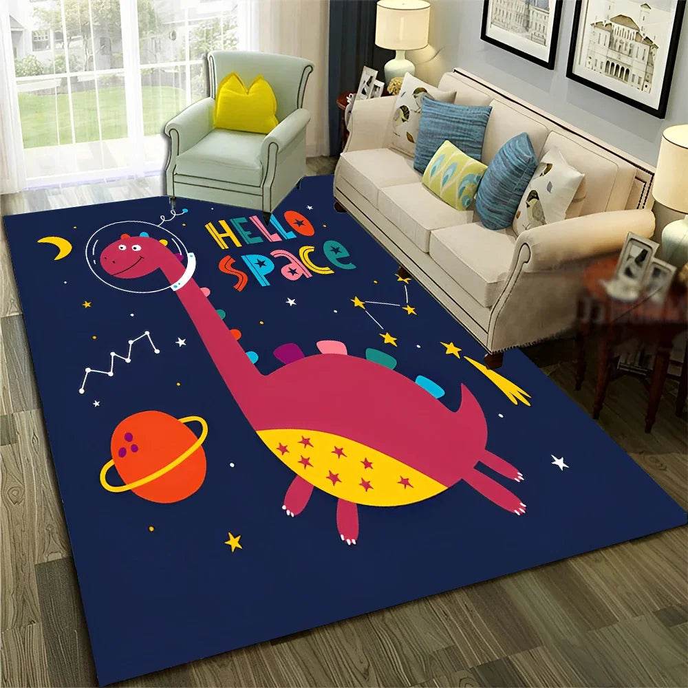 Premium Dinosaur Cartoon Rug 3D Space Design For Kids Rooms - ToylandEU