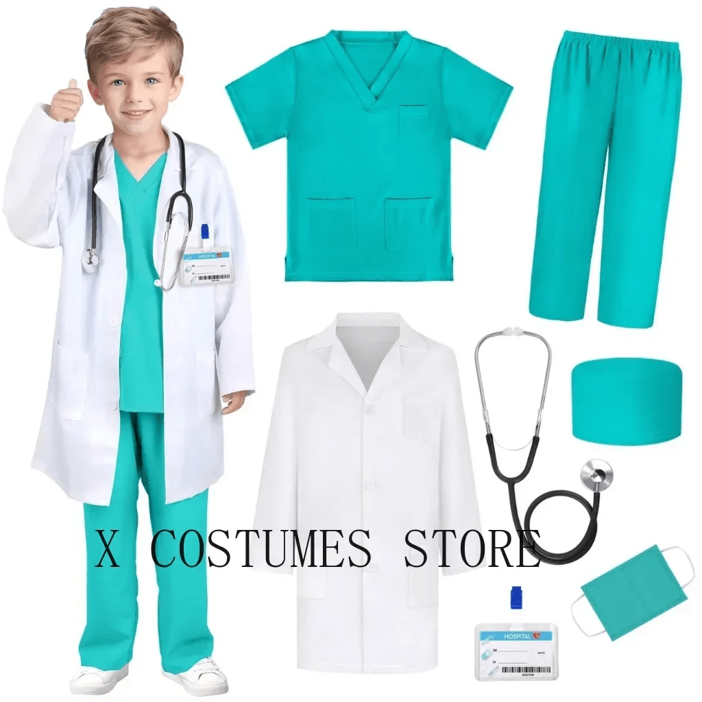 Premium Doctor Costume V Neck Surgical Set For Kids - ToylandEU