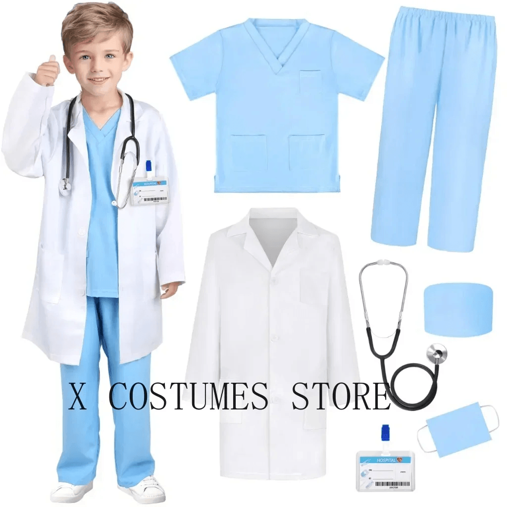Premium Doctor Costume V Neck Surgical Set For Kids - ToylandEU