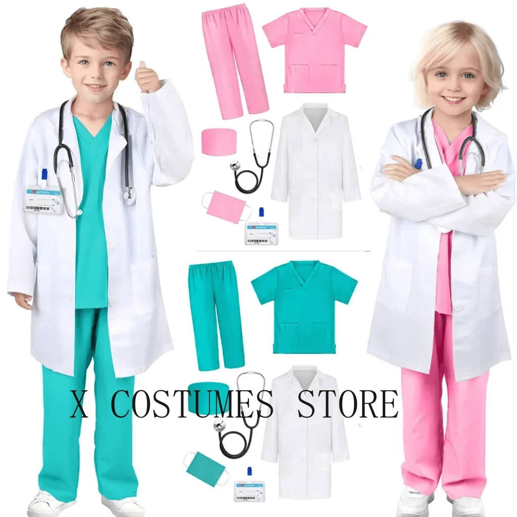 Premium Doctor Costume V Neck Surgical Set For Kids - ToylandEU