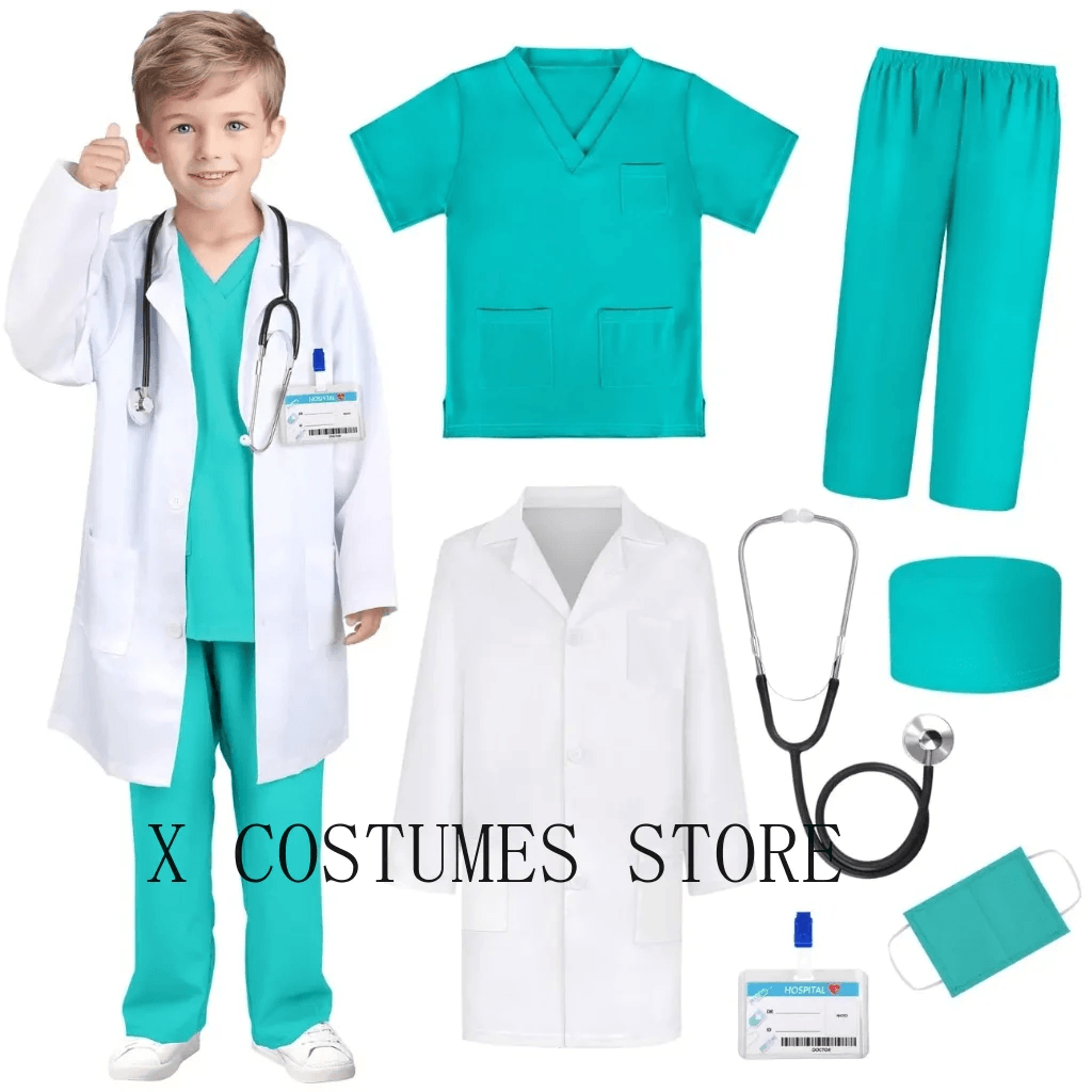 Premium Doctor Costume V Neck Surgical Set For Kids - ToylandEU