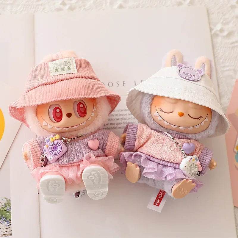Premium Doll Accessories Yarn Skirt Hat Set for Labubu 1/12 Scale Unisex Summer Party Outfit Labubu - ToylandEU