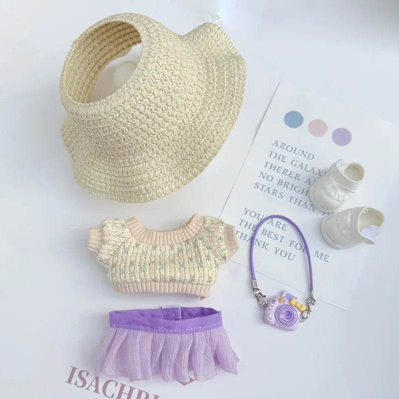 Premium Doll Accessories Yarn Skirt Hat Set for Labubu 1/12 Scale Unisex Summer Party Outfit Labubu - ToylandEU