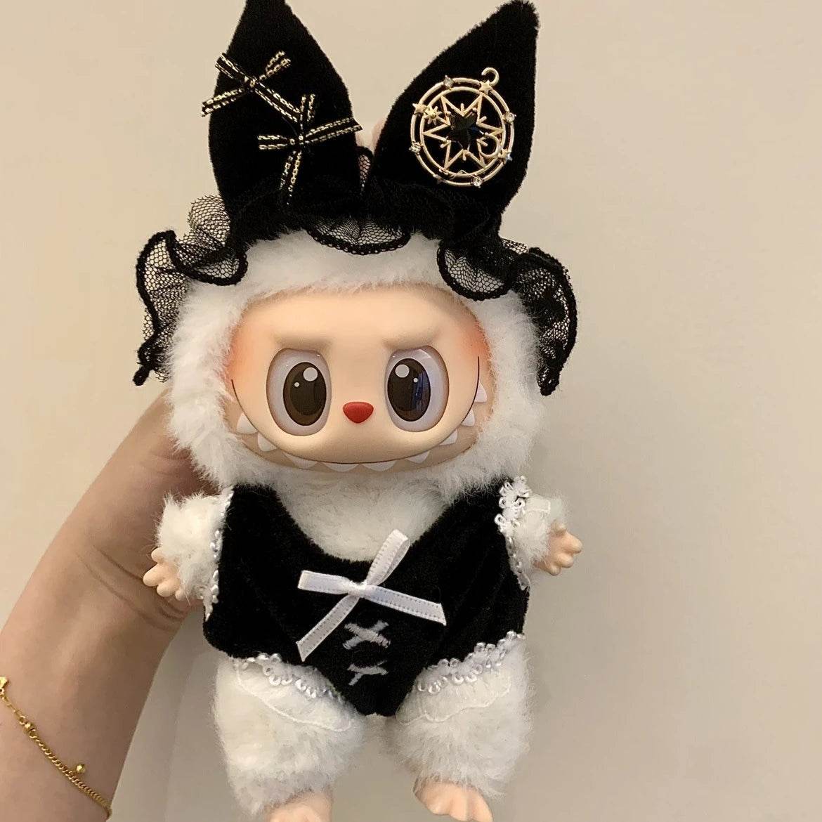 Premium Doll Clothes Grey Cat Costume For Labubu 15 To 17cm - ToylandEU