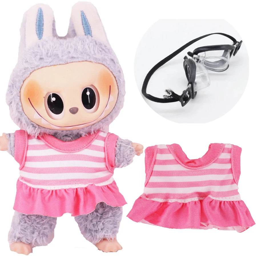 Premium Doll Clothes One-Piece Swimsuit with Diving Mask for 15-17cm Plush Labubu Dolls - ToylandEU