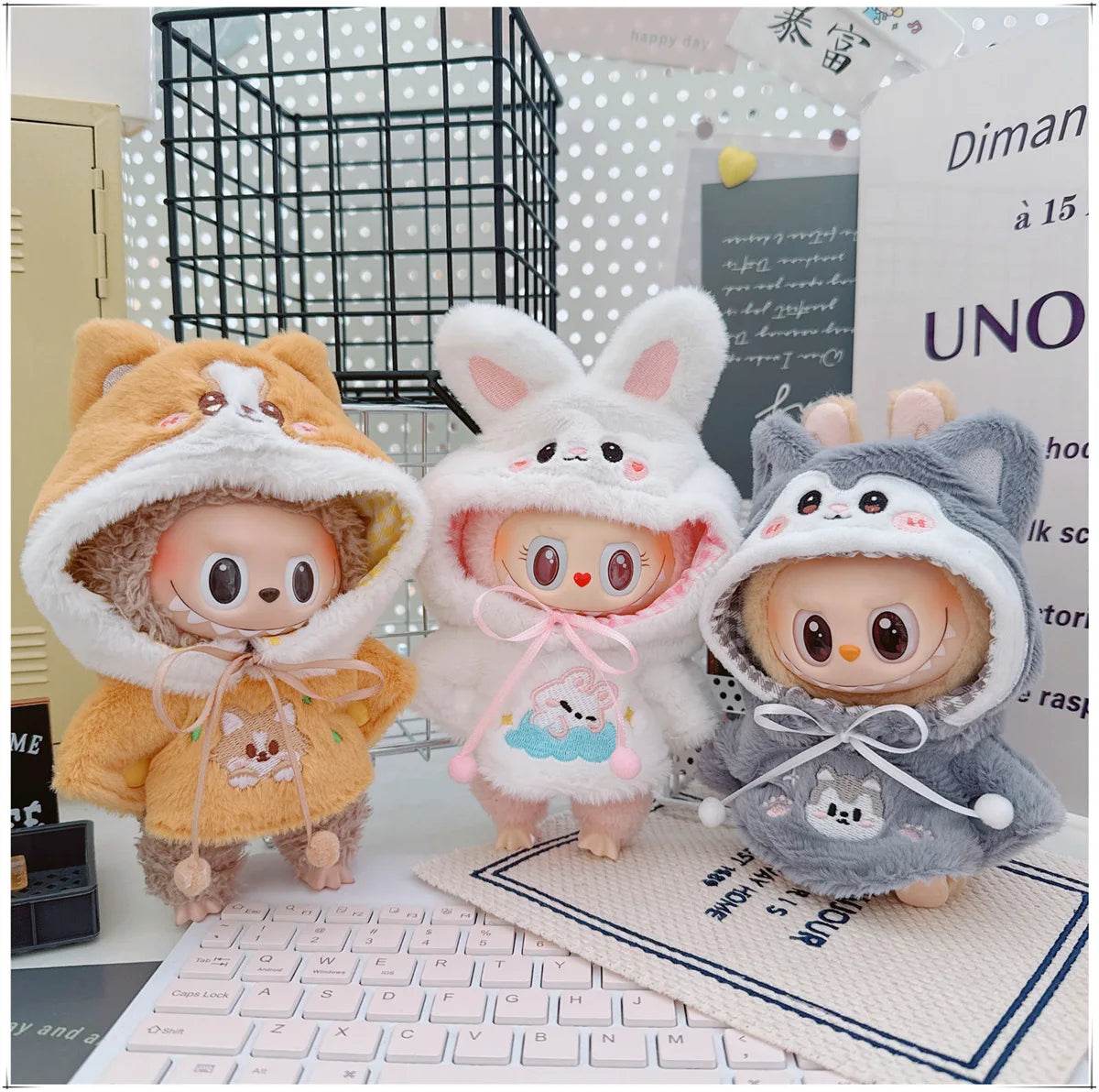 Premium Doll Clothes Plush Animal Shawl For 15-17cm Labubu - ToylandEU