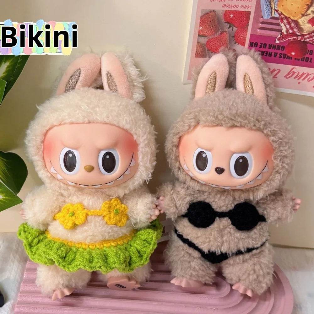 Premium Doll Clothes Set for 15-17cm Labubu Dolls Featuring Hawaiian Style Bikini and Grass Skirt for Fashionable Playtime Labubu - ToylandEU