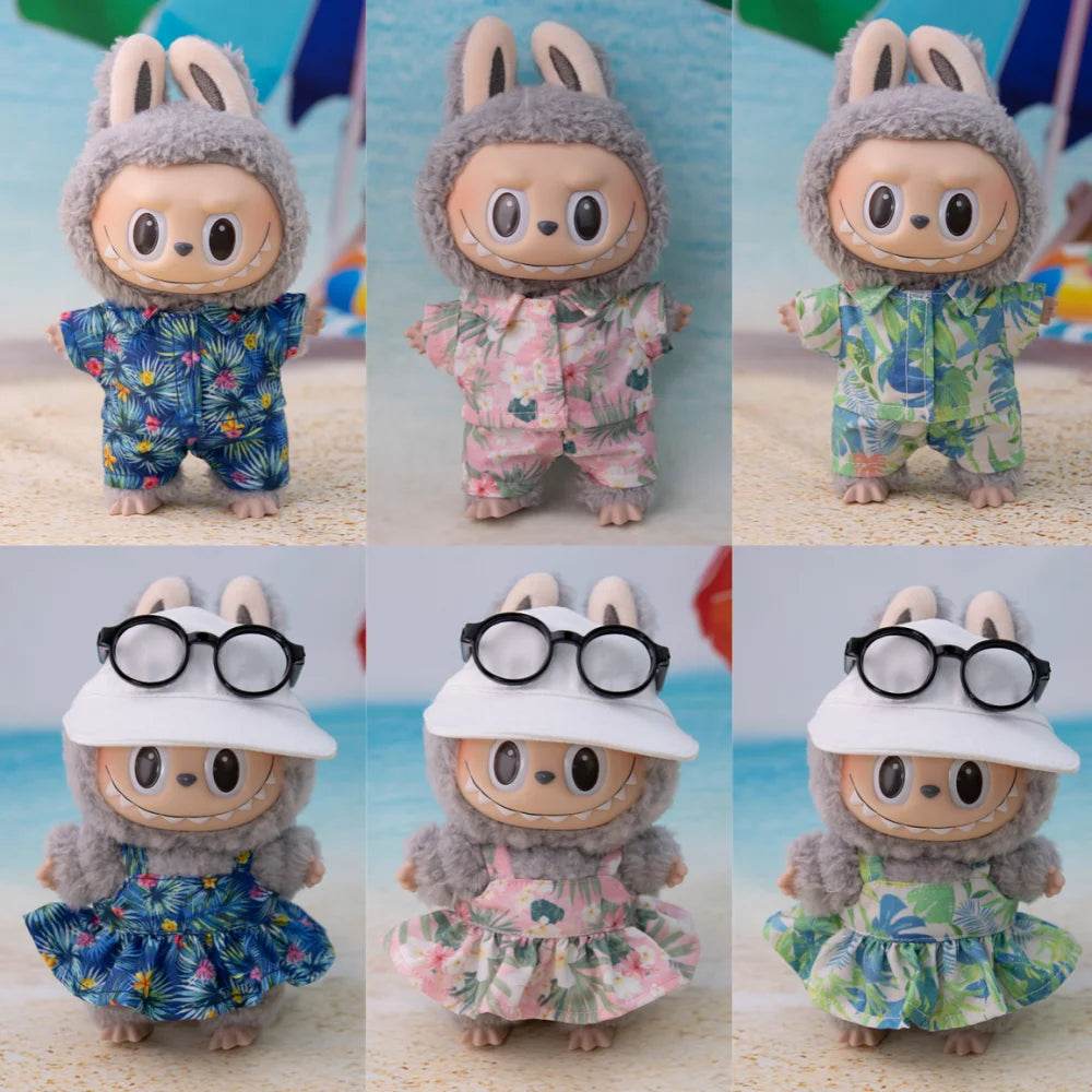 Premium Doll Clothes Set for Labubu Dolls Featuring Hawaiian Floral Shirt and Beach Shorts for Summer Fun Labubu - ToylandEU