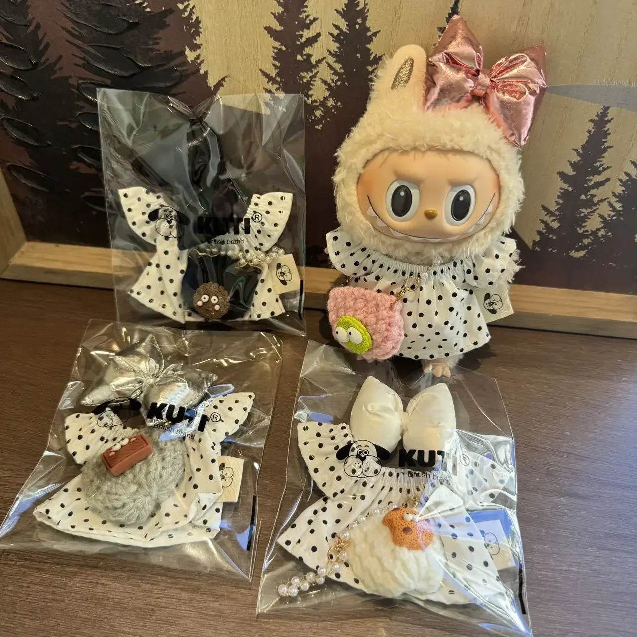 Premium Doll Outfit Set Bow Dress Overalls Bag For Labubu - ToylandEU