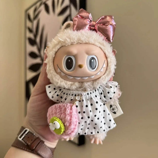 Premium Doll Outfit Set Bow Dress Overalls Bag For Labubu - ToylandEU