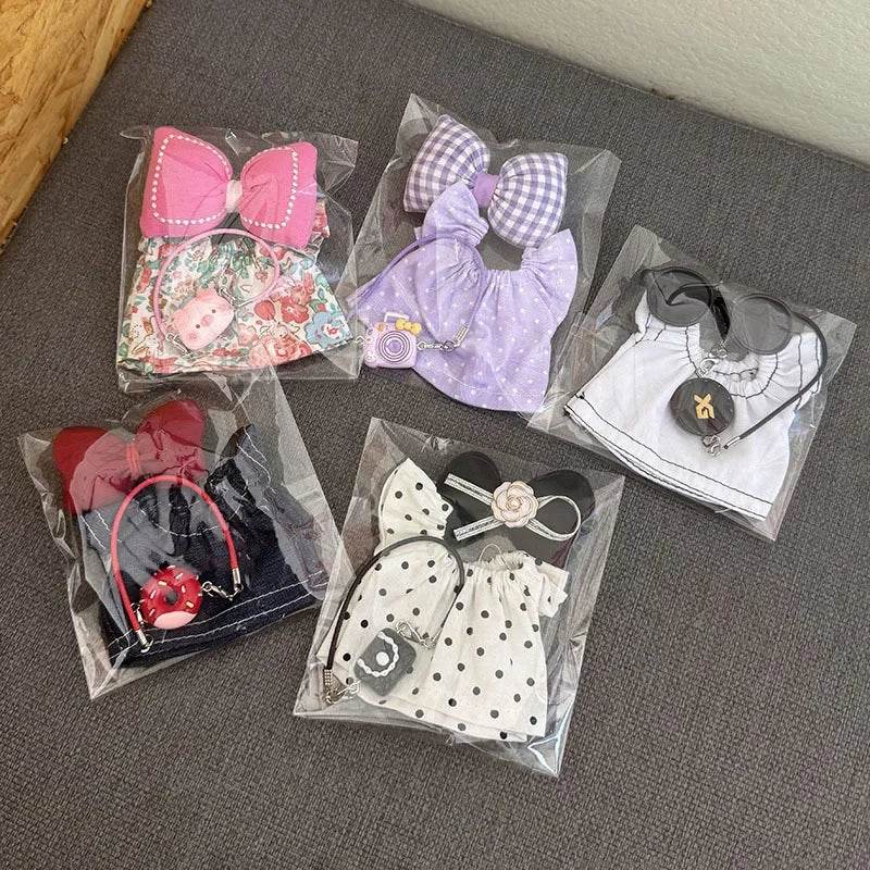 Premium Doll Overalls Dress Set Checkered For Labubu 15-17 - ToylandEU