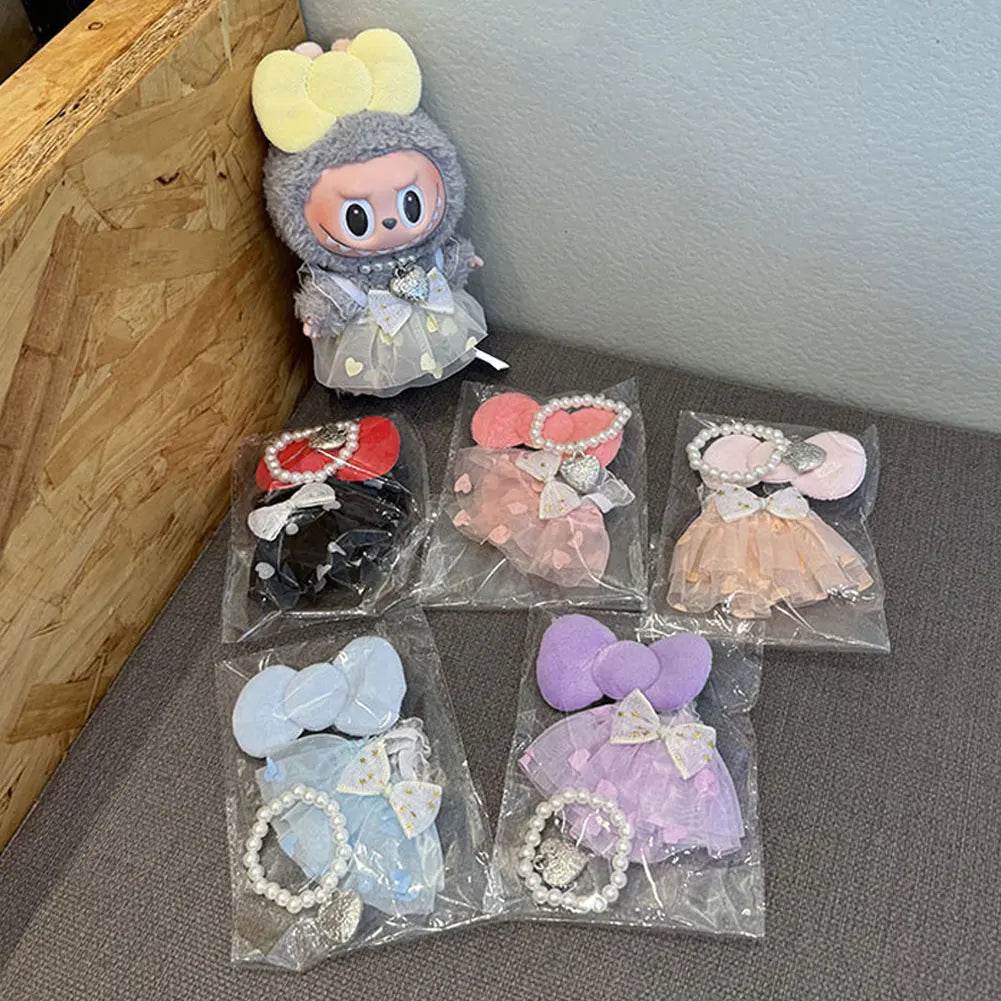 Premium Doll Overalls Dress Set Checkered For Labubu 15-17 - ToylandEU