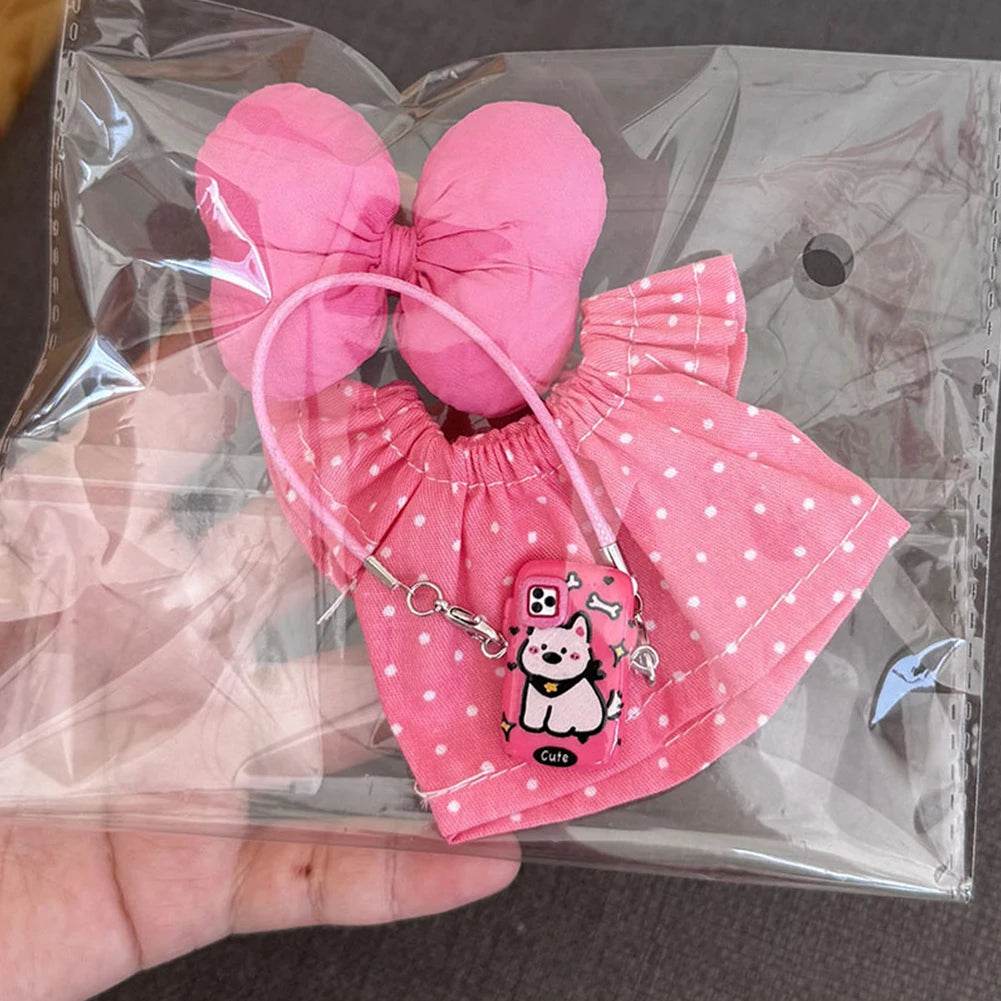 Premium Doll Overalls Dress Set Checkered For Labubu 15-17 - ToylandEU