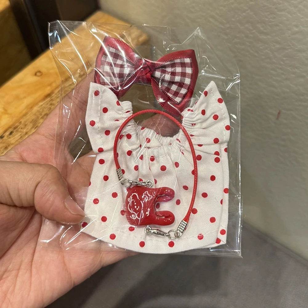 Premium Doll Overalls Dress Set Checkered For Labubu 15-17 - ToylandEU