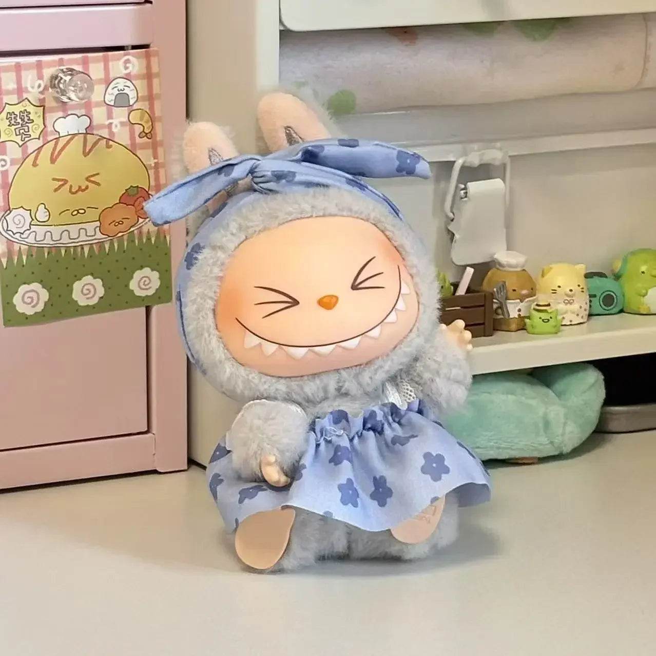 Premium Doll Overalls Dress Set Checkered For Labubu 15-17 - ToylandEU