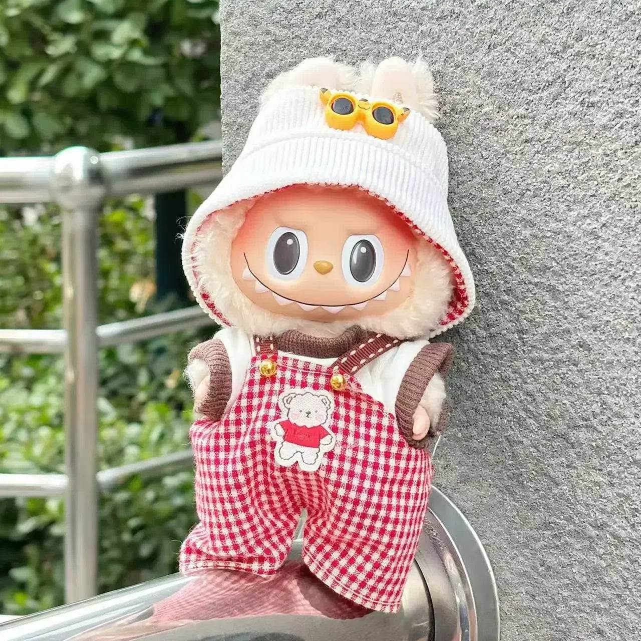 Premium Doll Overalls Dress Set Checkered For Labubu 15-17 - ToylandEU