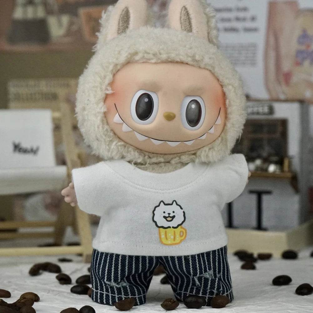 Premium Doll Set Stripe Summer Shirt And Shorts For Labubu - ToylandEU