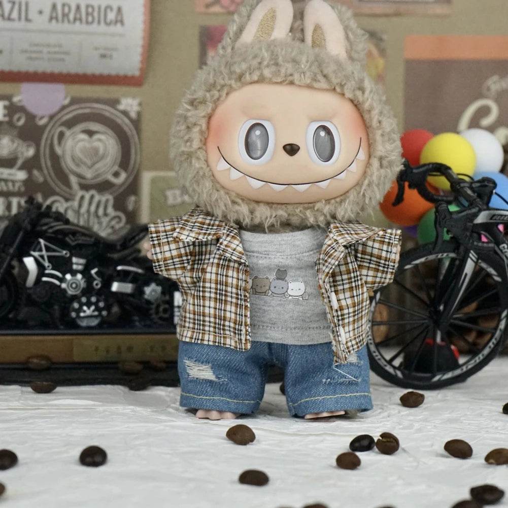 Premium Doll Set Stripe Summer Shirt And Shorts For Labubu - ToylandEU