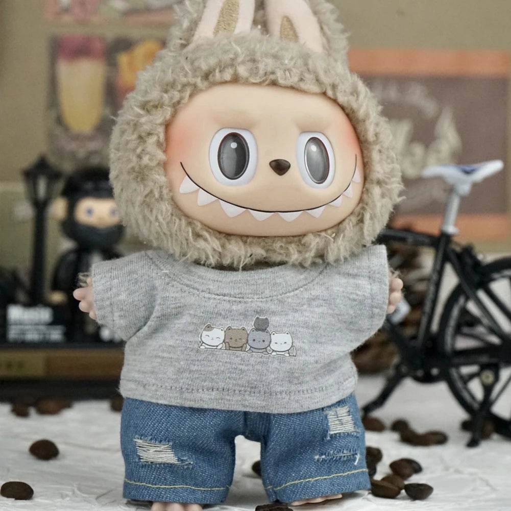 Premium Doll Set Stripe Summer Shirt And Shorts For Labubu - ToylandEU