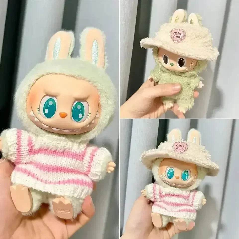Premium Doll Sweater Outfit Pink White Striped 17cm Labubu - ToylandEU