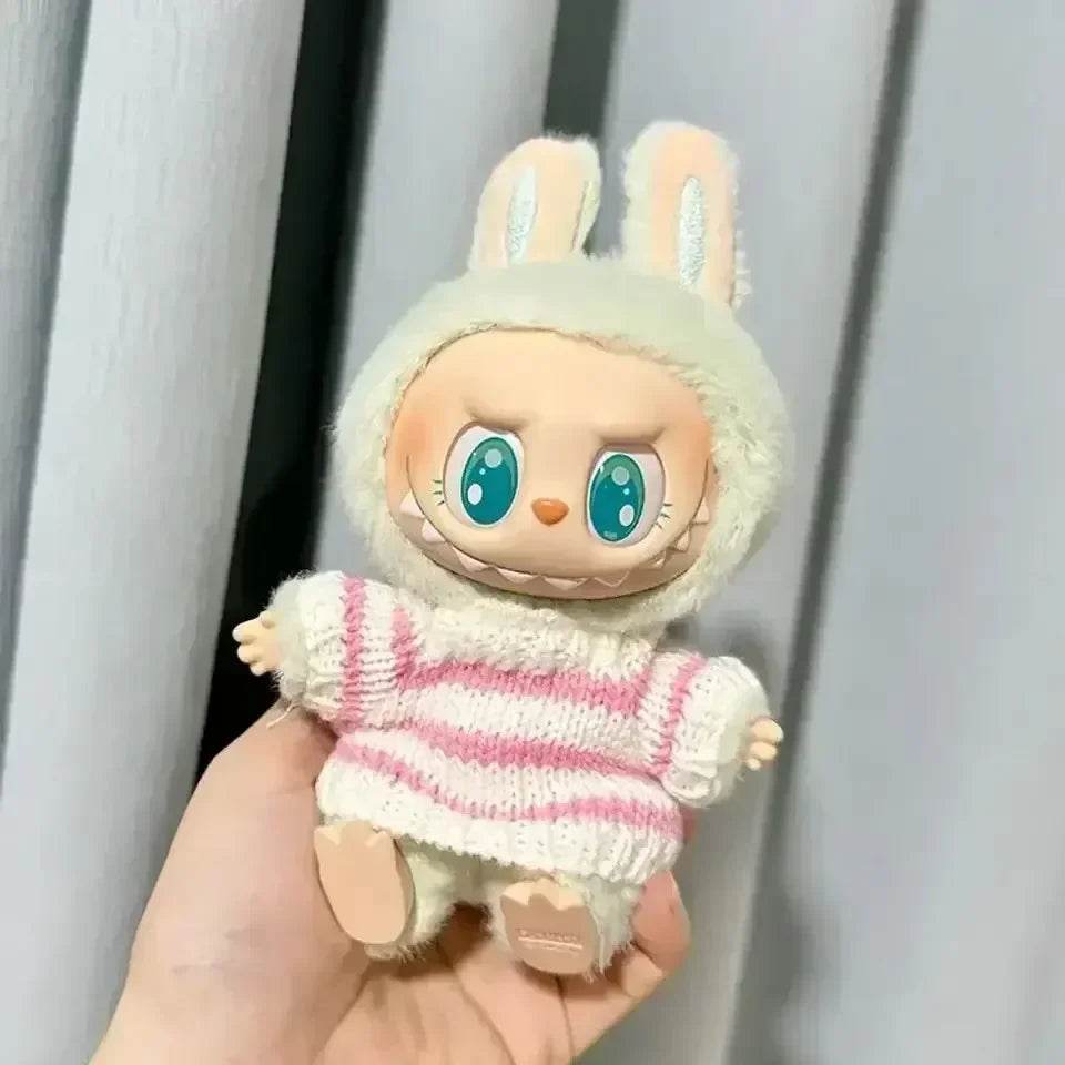 Premium Doll Sweater Outfit Pink White Striped 17cm Labubu - ToylandEU