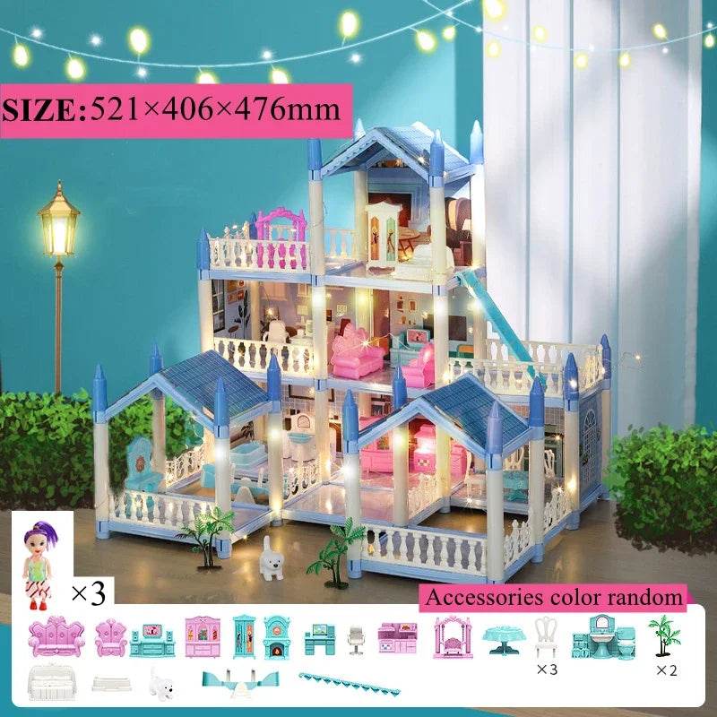Premium Dollhouse Princess Castle 3D With LED Light Gift - ToylandEU