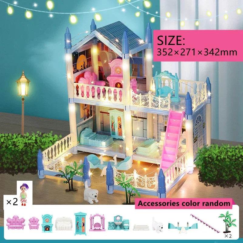 Premium Dollhouse Princess Castle 3D With LED Light Gift - ToylandEU