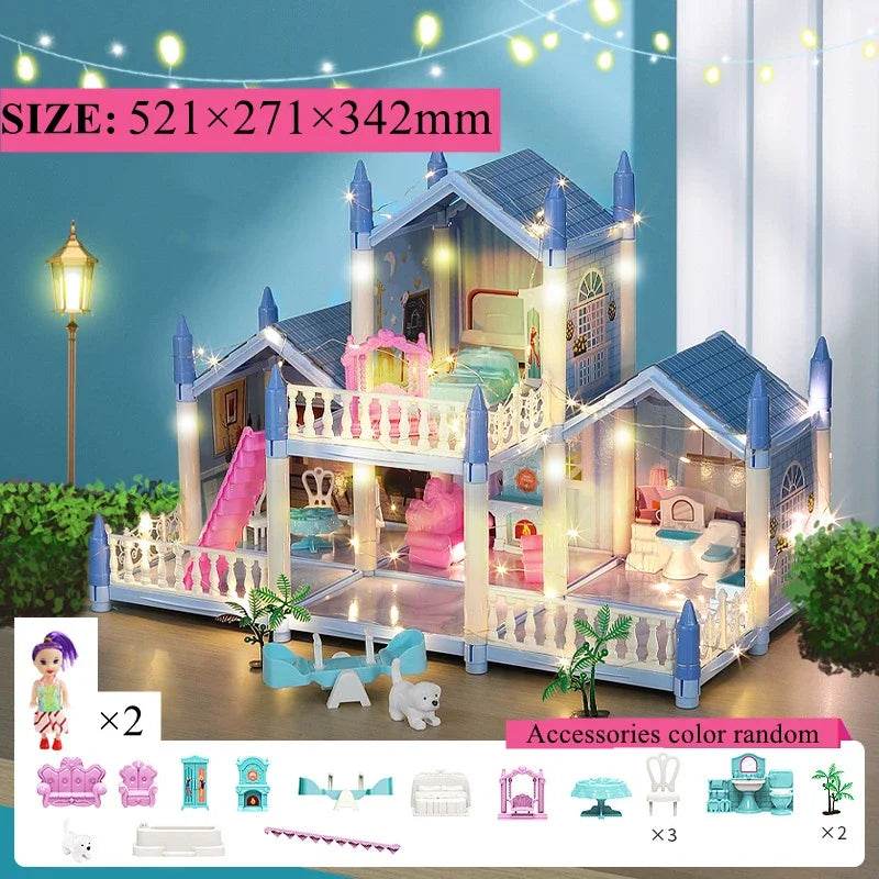 Premium Dollhouse Princess Castle 3D With LED Light Gift - ToylandEU