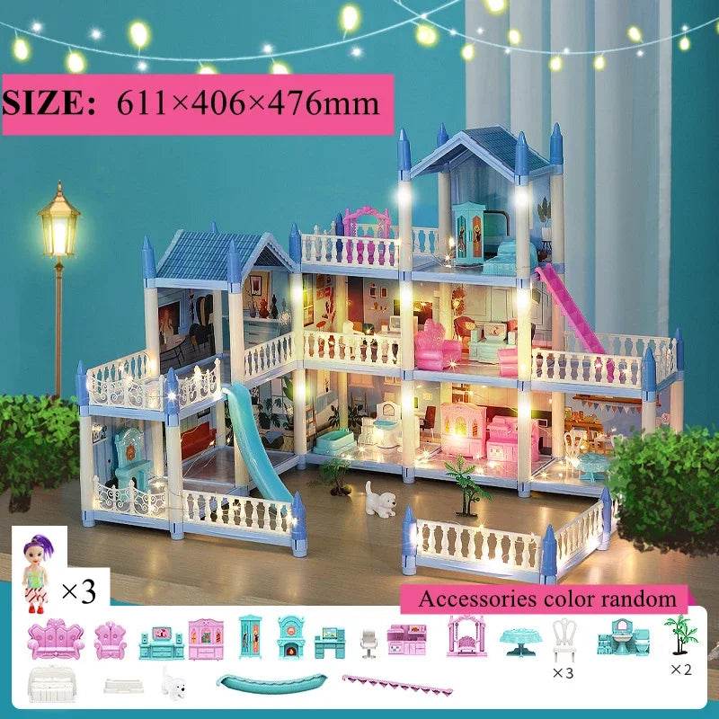 Premium Dollhouse Princess Castle 3D With LED Light Gift - ToylandEU