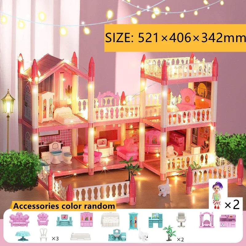 Premium Dollhouse Princess Castle 3D With LED Light Gift - ToylandEU
