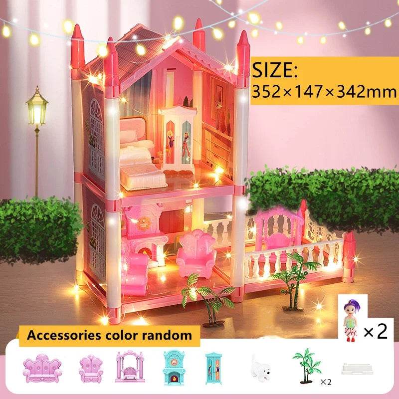 Premium Dollhouse Princess Castle 3D With LED Light Gift - ToylandEU