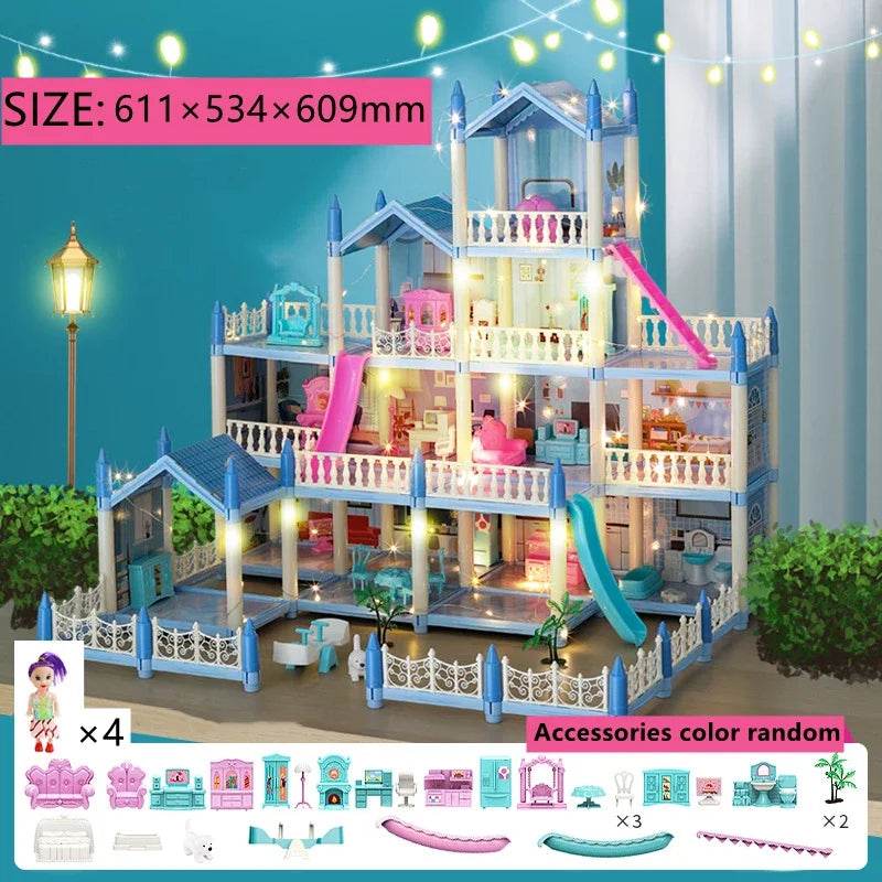 Premium Dollhouse Princess Castle 3D With LED Light Gift - ToylandEU