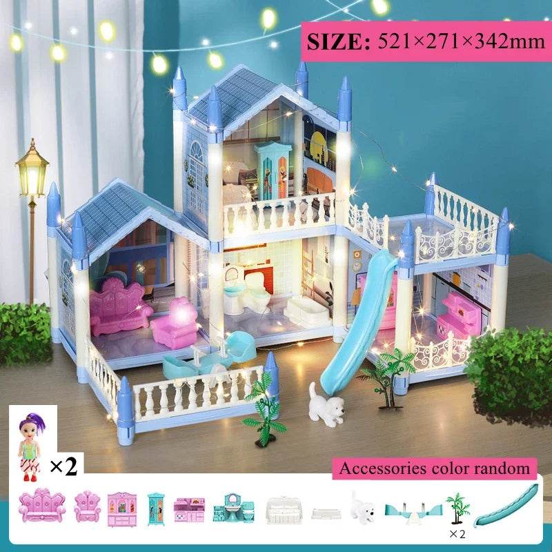 Premium Dollhouse Princess Castle 3D With LED Light Gift - ToylandEU