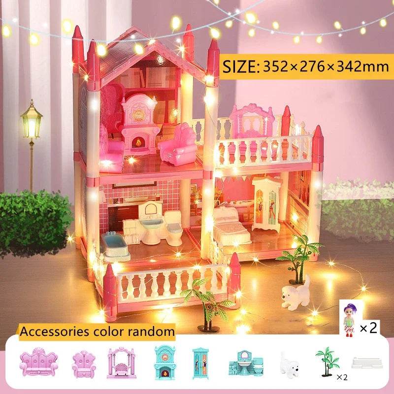 Premium Dollhouse Princess Castle 3D With LED Light Gift - ToylandEU
