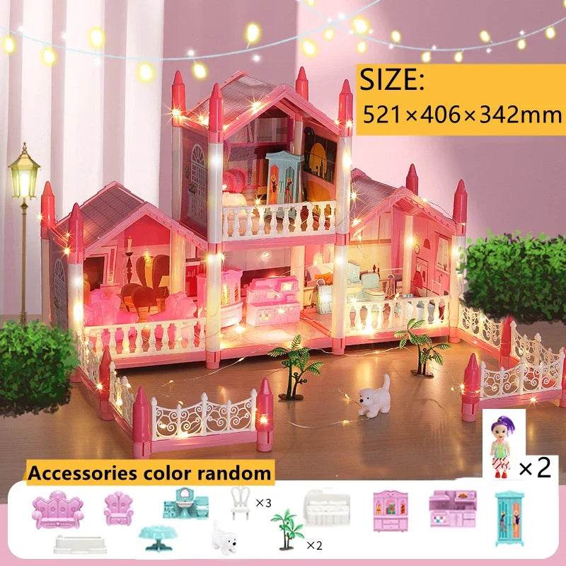 Premium Dollhouse Princess Castle 3D With LED Light Gift - ToylandEU
