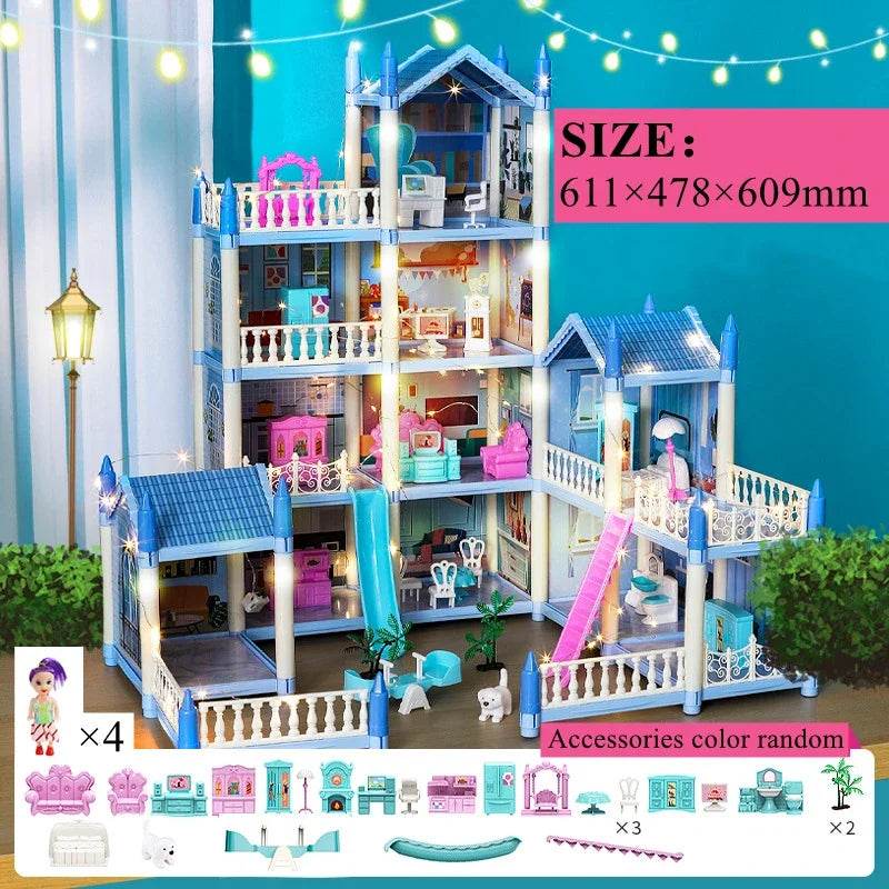 Premium Dollhouse Princess Castle 3D With LED Light Gift - ToylandEU