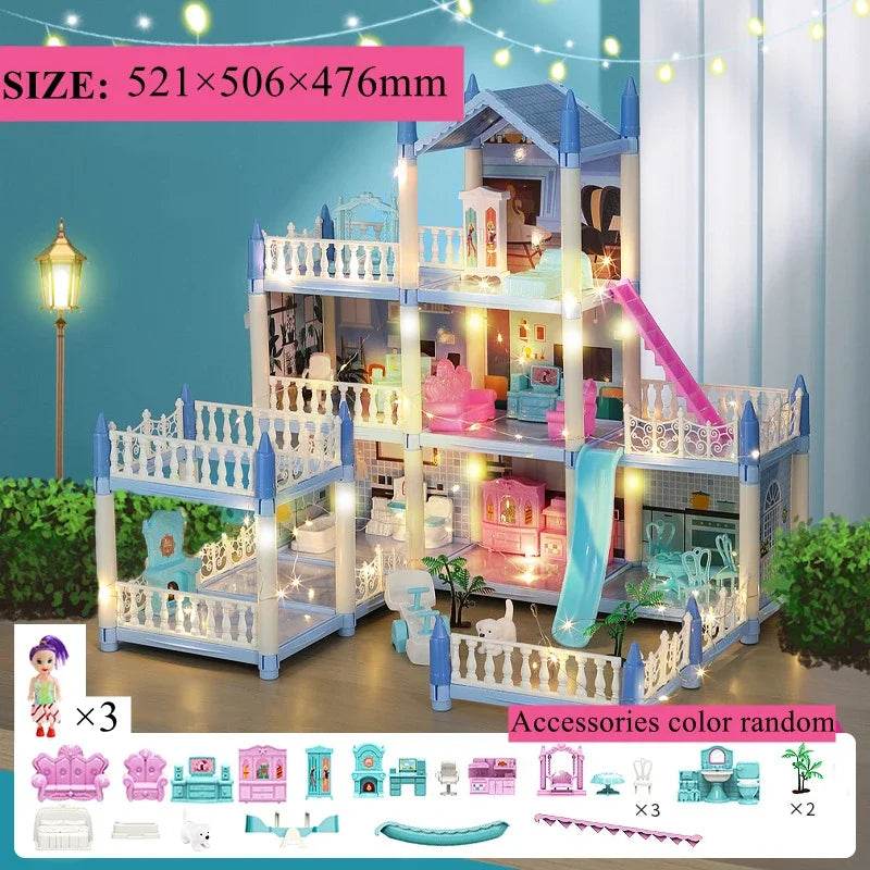 Premium Dollhouse Princess Castle 3D With LED Light Gift - ToylandEU