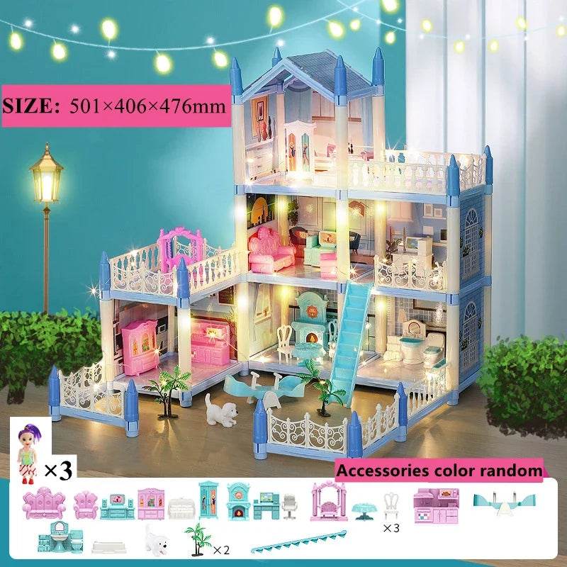 Premium Dollhouse Princess Castle 3D With LED Light Gift - ToylandEU
