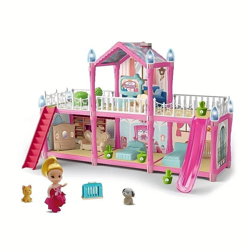 Premium Dollhouse Villa Pink Furniture Set For Girls - ToylandEU