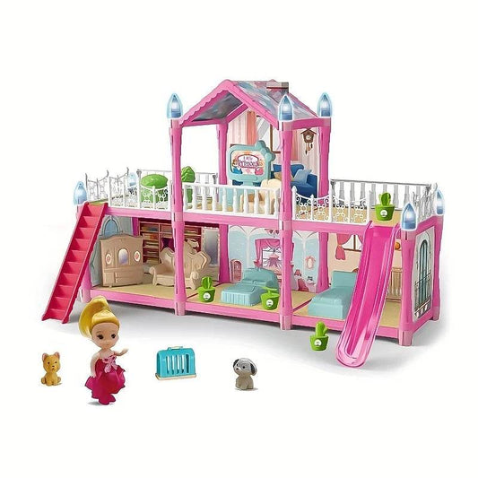 Premium Dollhouse Villa Pink Furniture Set For Girls - ToylandEU