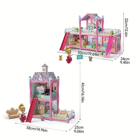 Premium Dollhouse Villa Pink Furniture Set For Girls - ToylandEU