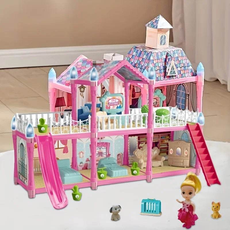 Premium Dollhouse Villa Pink Furniture Set For Girls - ToylandEU