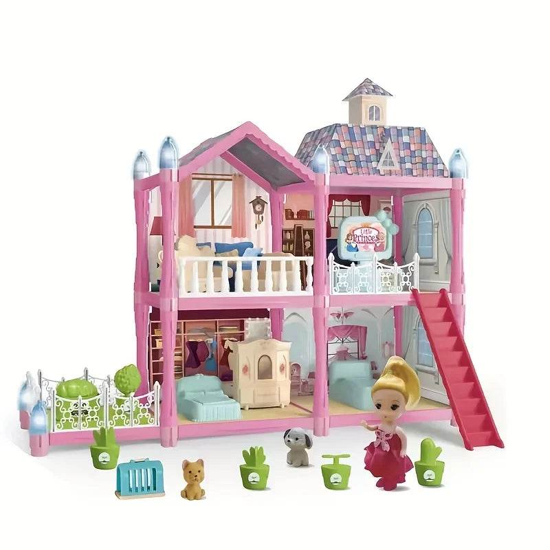 Premium Dollhouse Villa Pink Furniture Set For Girls - ToylandEU