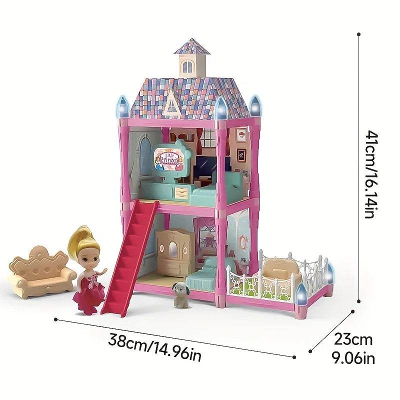 Premium Dollhouse Villa Pink Furniture Set For Girls - ToylandEU