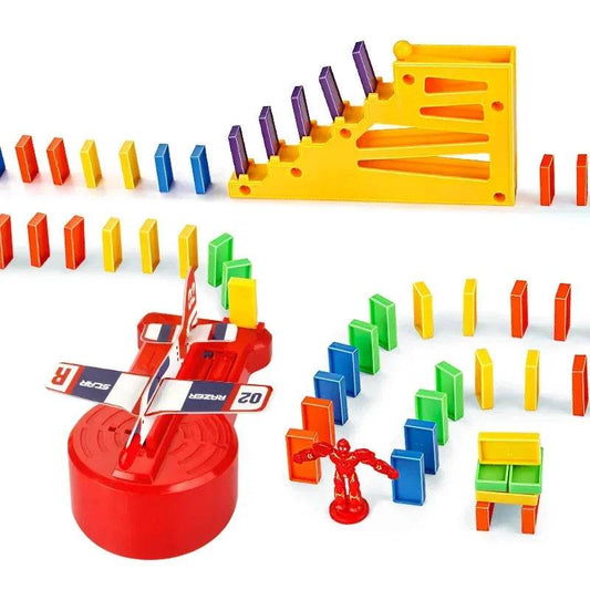 Premium Domino Set Motorized 120 Plane Rocket Colorful Kids - ToylandEU